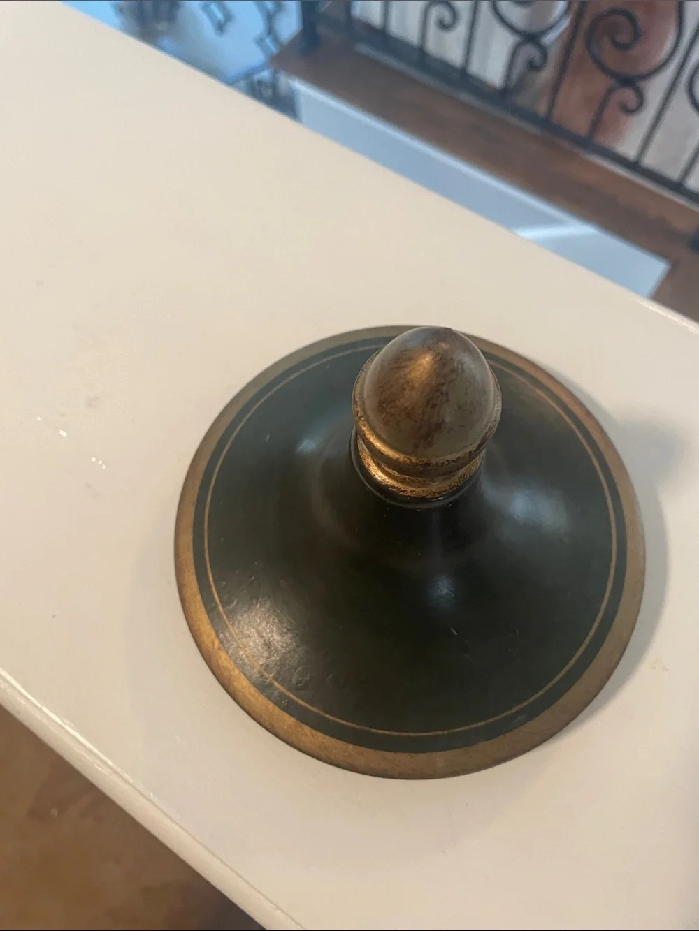 Vintage Hunter Themed Dark Green & Gold Lidded Urn - Home Accent - Picture 8 of 10